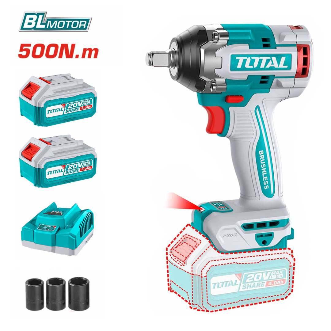 20V Cordless Impact Wrench Brushless 500Nm - Total Tools